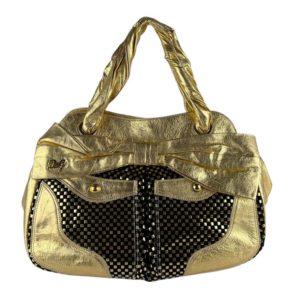 D&G handbag, leather, gold x black, women's, z8144